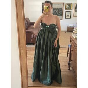Marc Bouwer Green Taffeta Strapless Gown Size 6